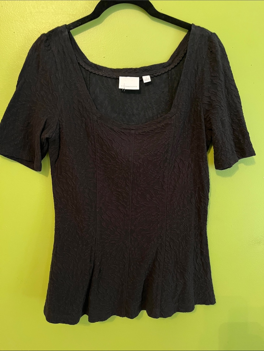 NWOT Anthropologie Textured Fitted Square Neck Tee